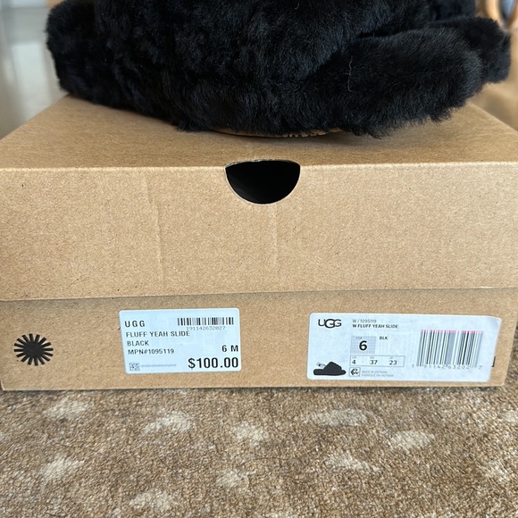 Black Lamb Fur Ugg Slippers - Picture 3 of 4